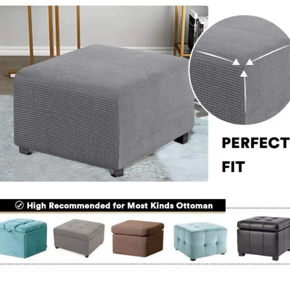 Elegant Gray Ottoman Cover ** Covers only - Ottoman NOT included **